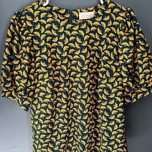 Floral Melody Puff Sleeve Popover High-Low Top